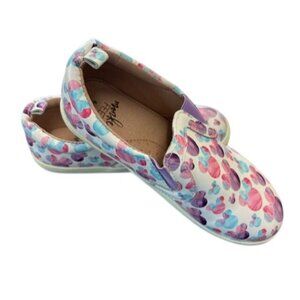 Mickey Mouse Monkey Feet Girls 6-7Y Slip-On Shoes Purple/Pink Micky Mouse Print